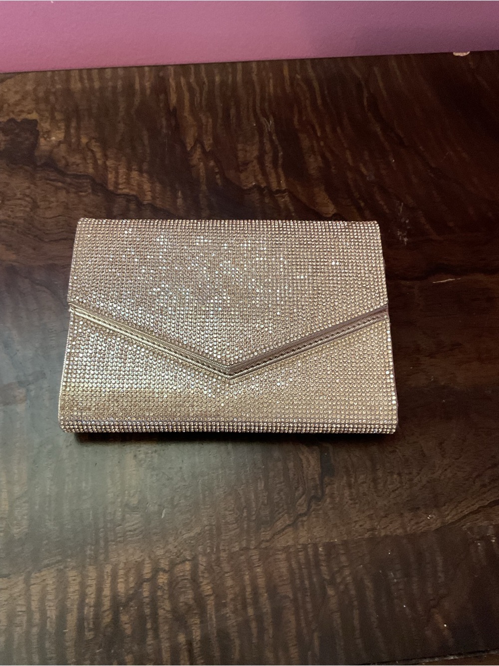 Rhinestone Envelope Clutch - Rose Gold